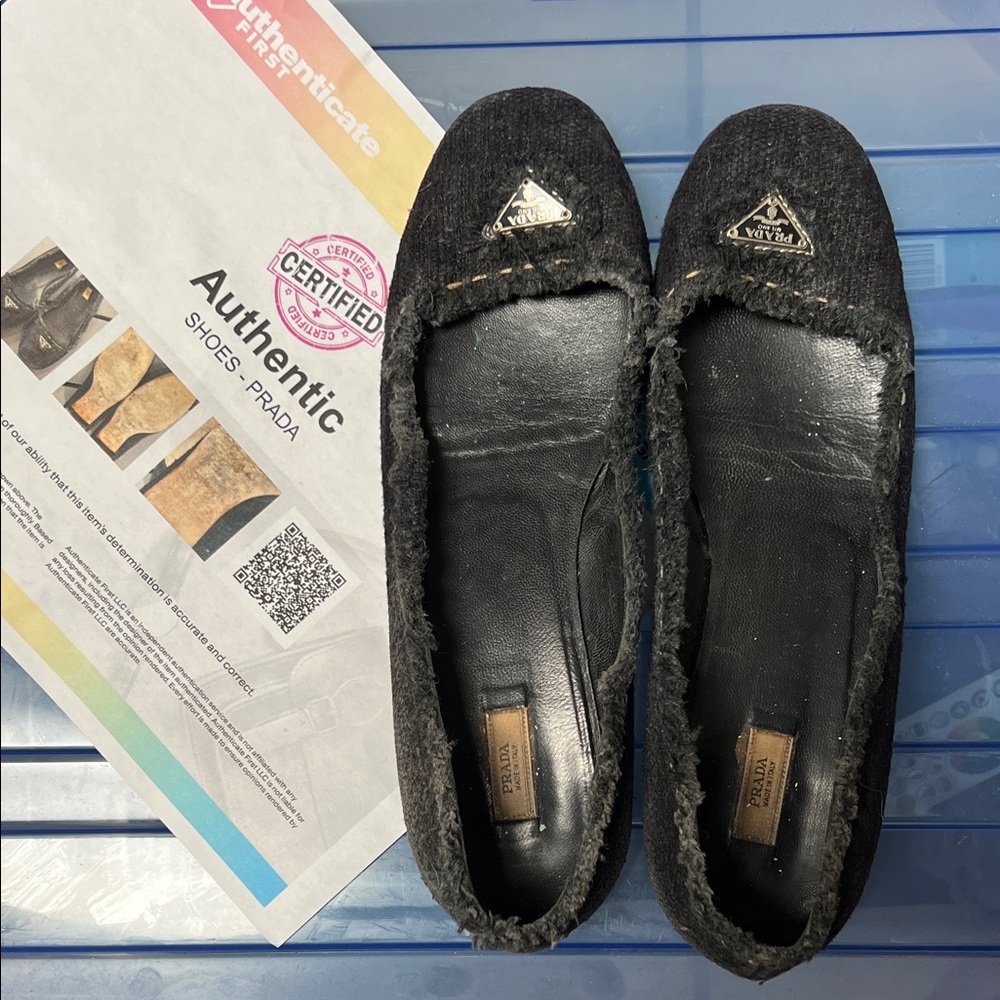 Prada Women's Black Denim Flats 38